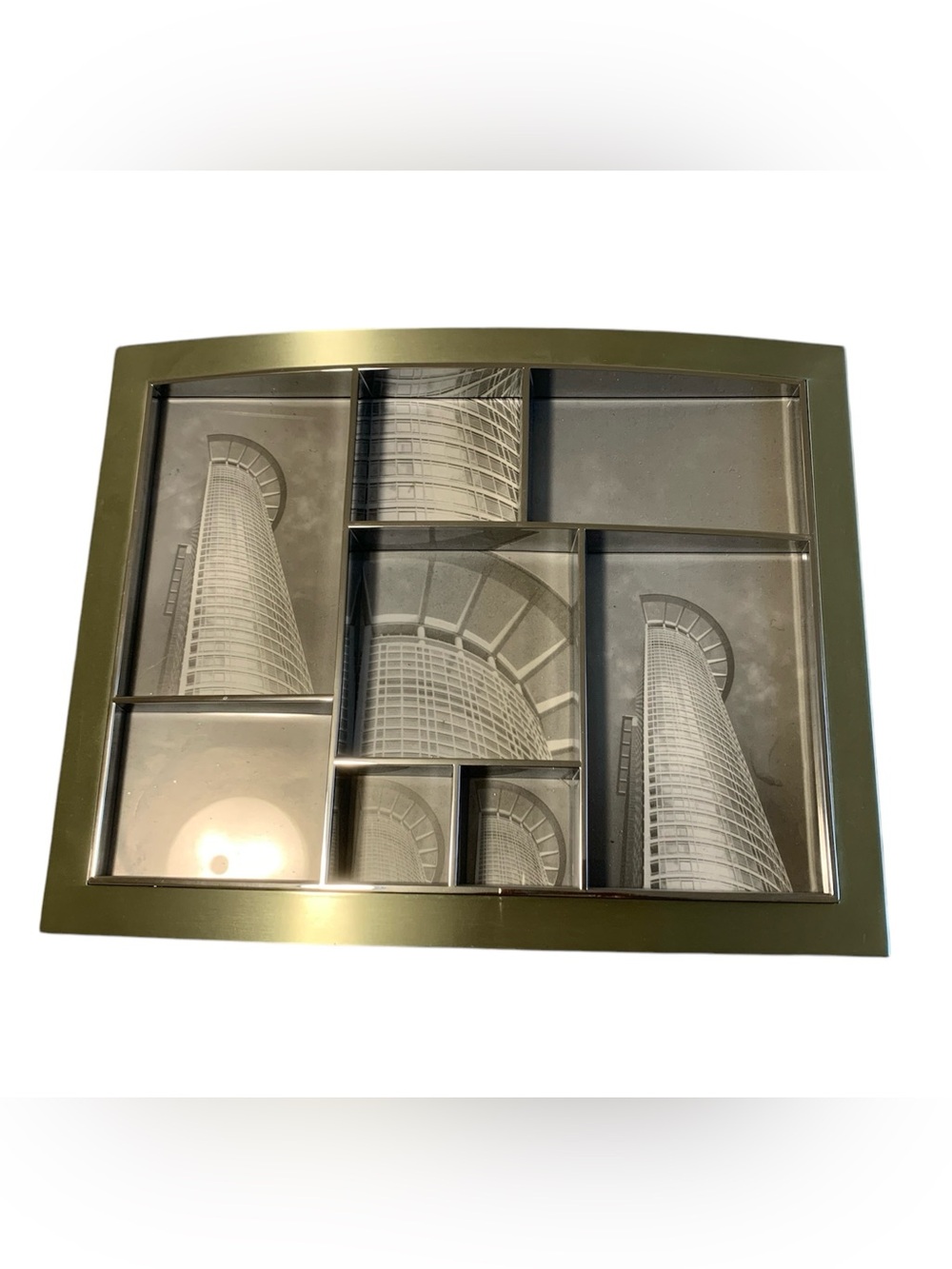 Inhabit Contours Multi Photo Collage Frame Brushed Brass Gold Curved Skyscraper